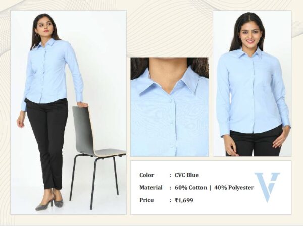 VanHeusen (Wipro) Formal Women's Shirt-Cvc Blue