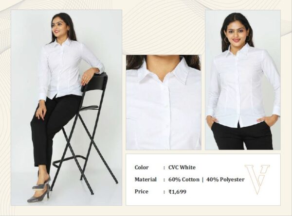 VanHeusen (Wipro) Formal Women's Shirt-Cvc White