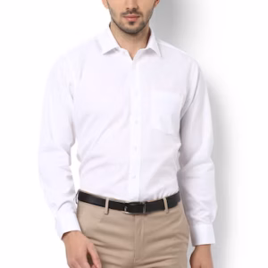VanHeusen-Men Plain Poly Cotton Van Heusen Formal Shirt Suppliers, Full sleeves 60% Cotton CVC White