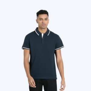 Monte Carlo Poly Cotton Tipping T-shirt- Navy Blue with White